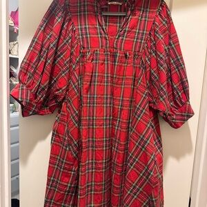 Entro Red Plaid Babydoll Dress
